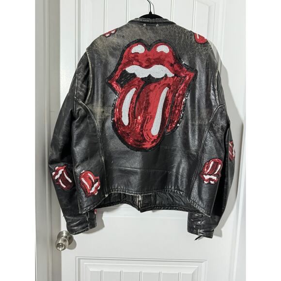 NWT 1 of a Kind MadeWorn Rolling Stones Leather Jacket - Picture 2 of 16